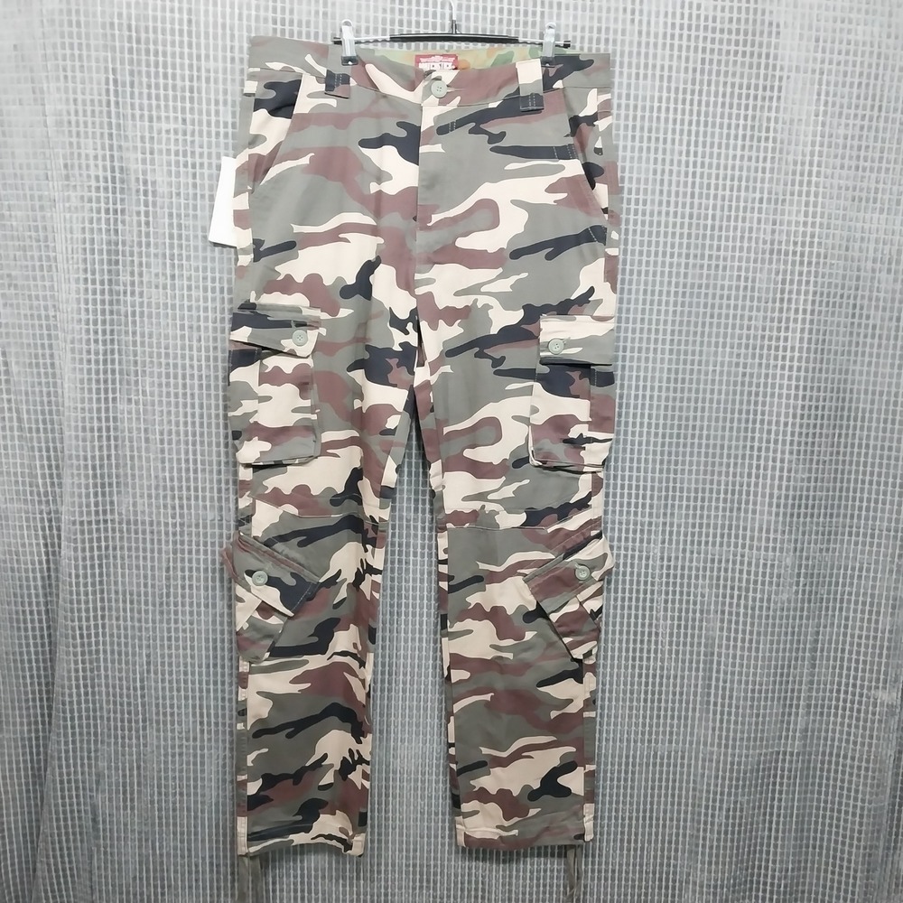 Matchstick Mens Cargo Pants Camo Multi-Pocket Straight Leg Camouflage